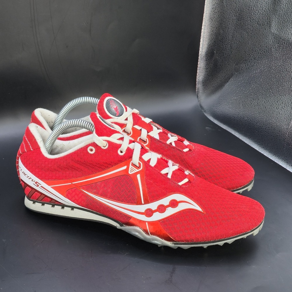 Saucony Unisex Red Velocity‎ 5 Spikes 201881 Track Running Run Shoes Size 10